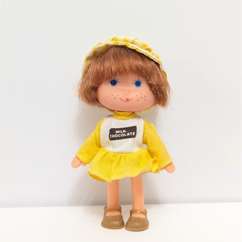 Vintage 1980s Fun World Milk Chocolate Pudding 5" Doll Hong Kong w/Hat & Shoes